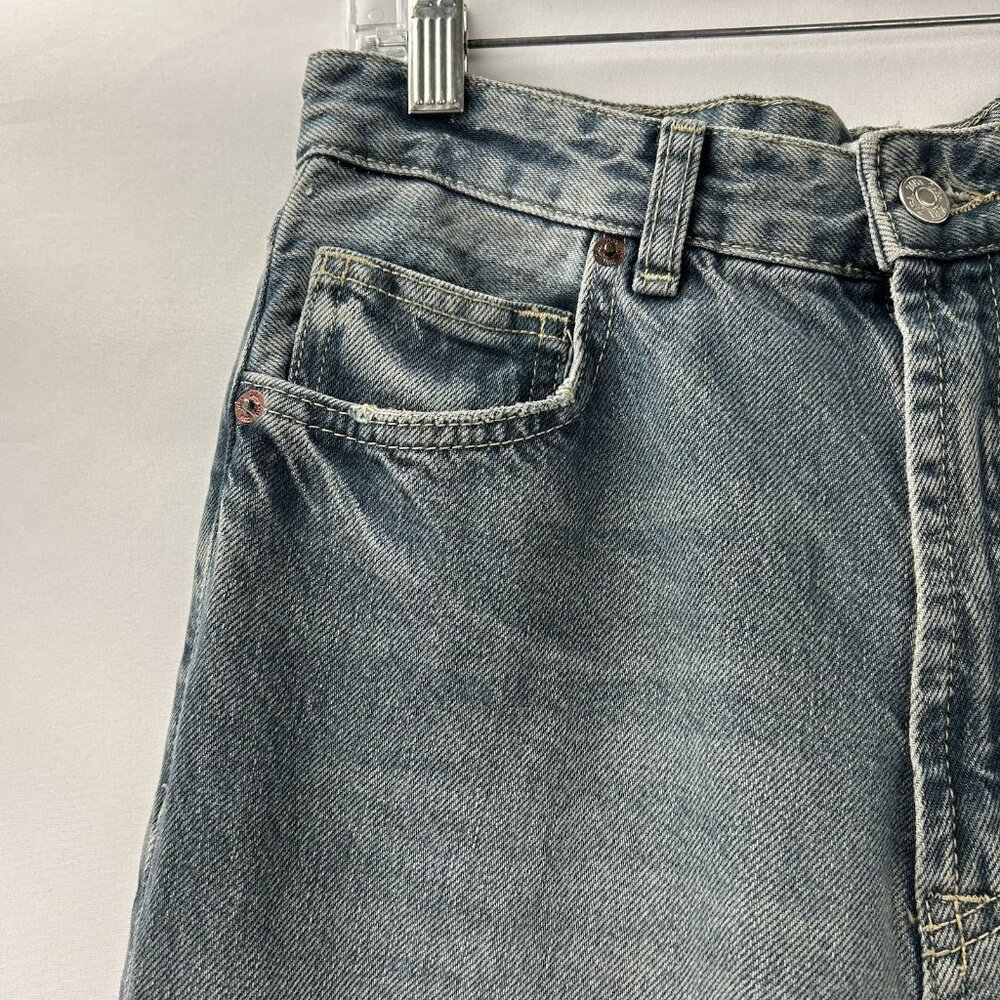 ZARA Women's 8 Jeans Blue Straight Leg High Rise Relaxed Baggy Cuffed Hem Denim - Picture 13 of 14